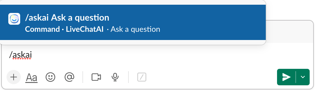 askai command to trigger LiveChatAI slack bot in a Slack channel