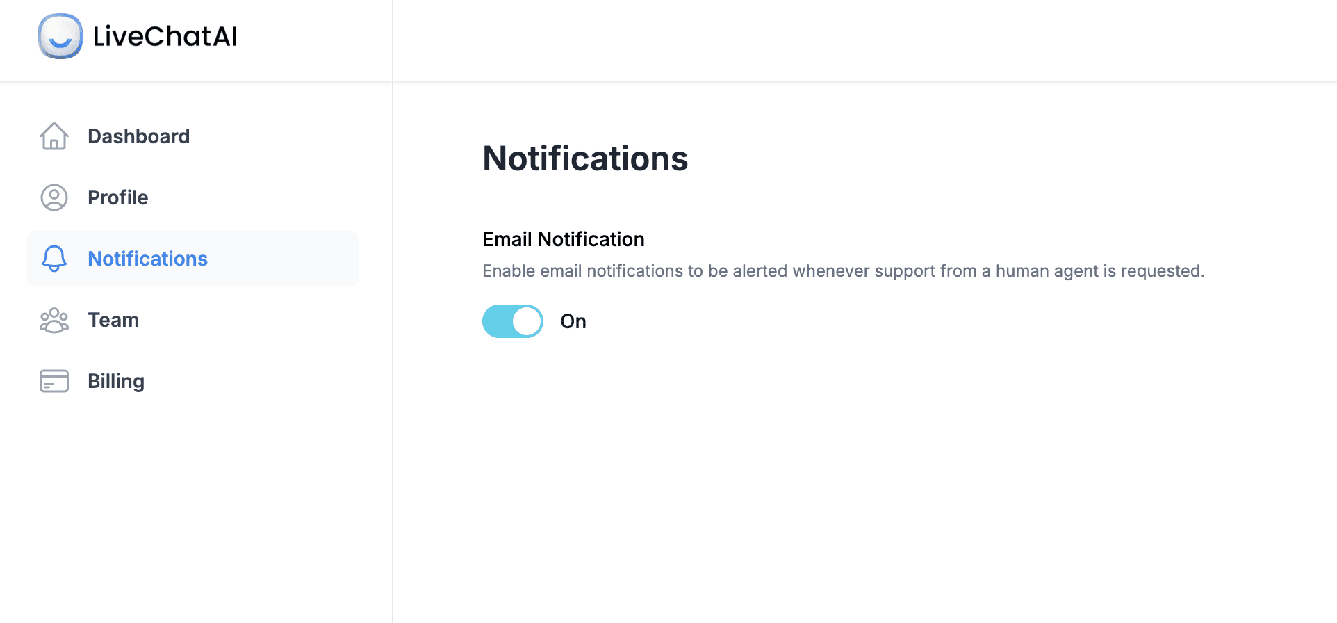 Notifications in LiveChatAI