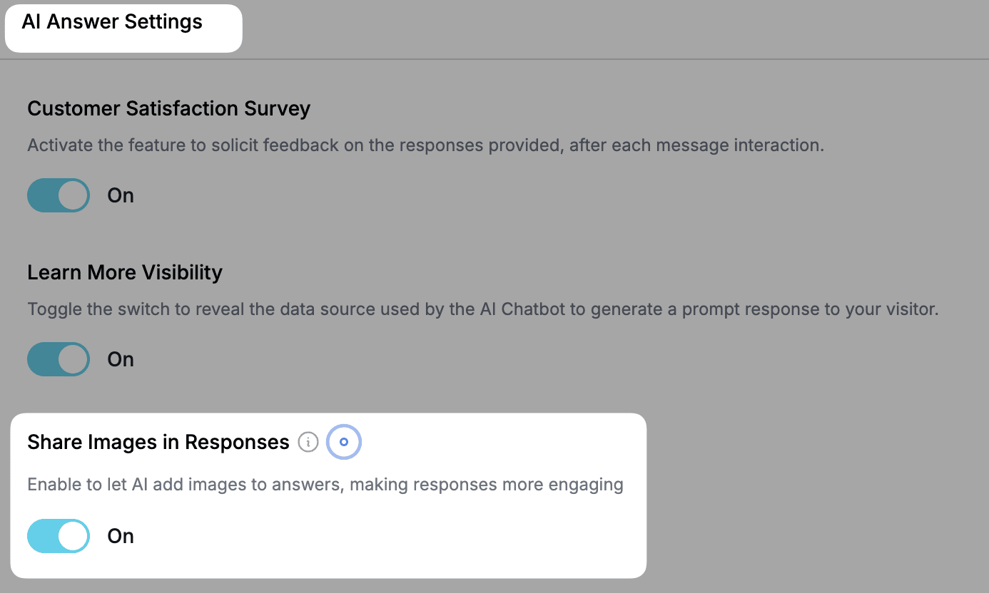 image response configuration for chatbot