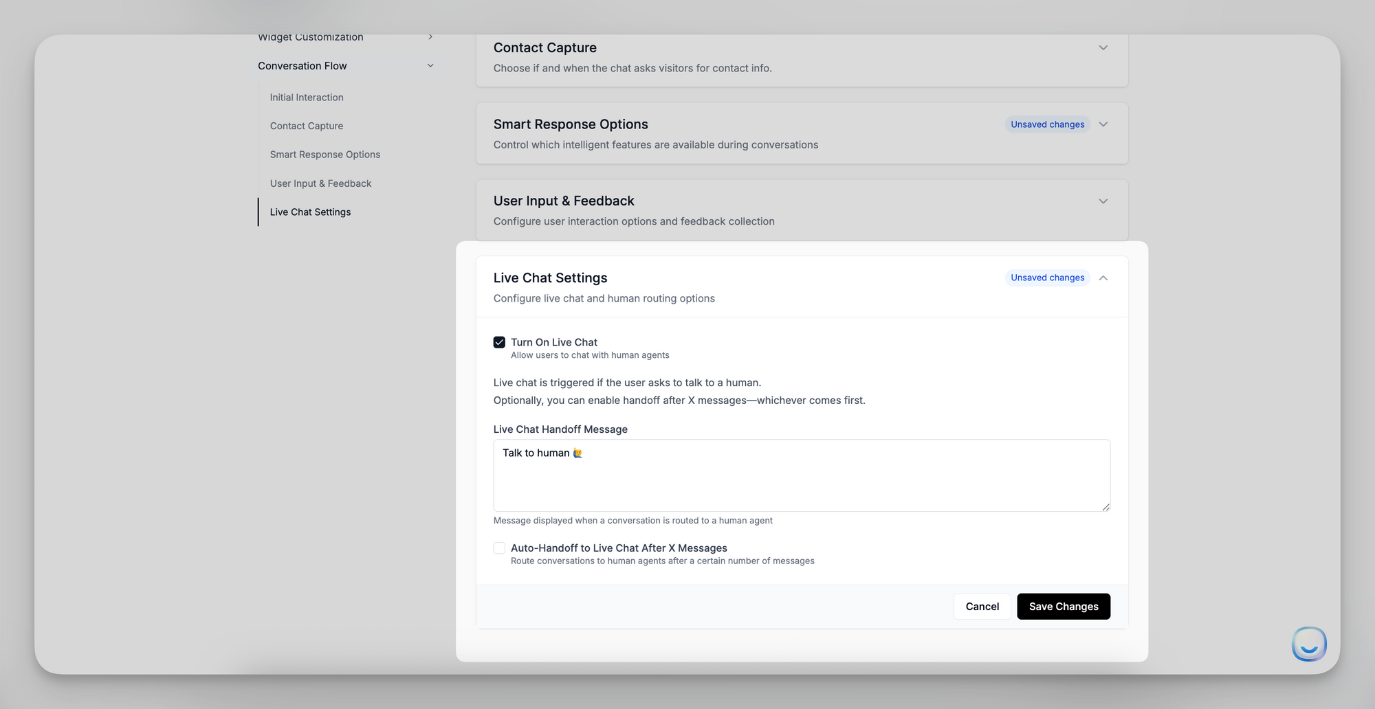 Live Chat Settings