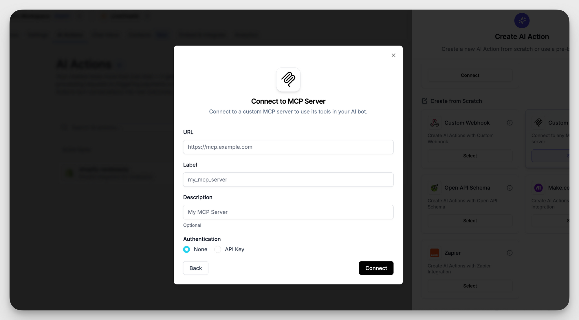 Enter Connection Details of MCP