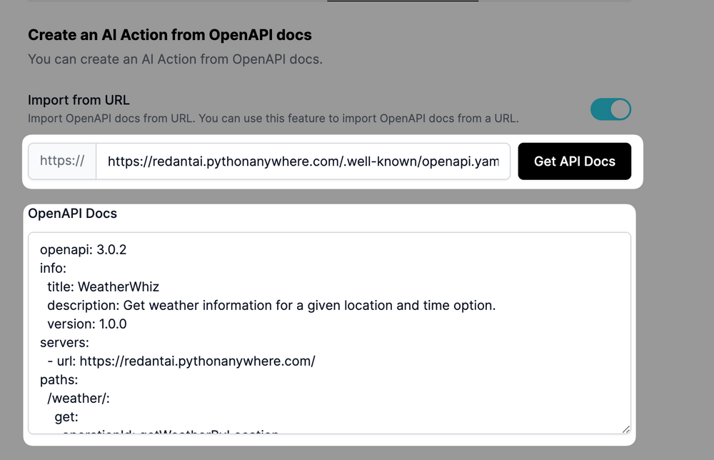 AI Actions with OpenAPI on LiveChatAI