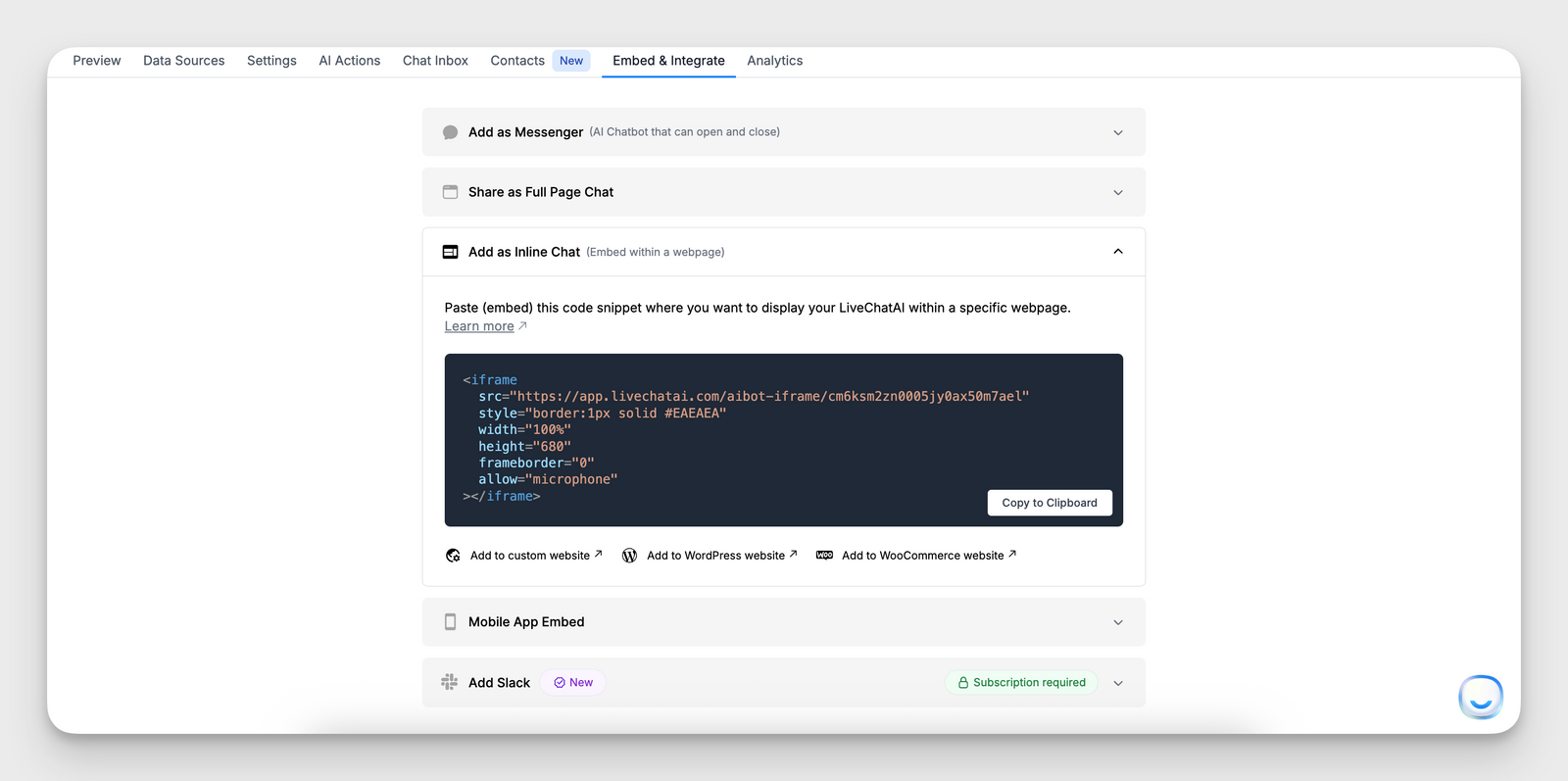 Inline Help Embed Inline Chat on a Webpage