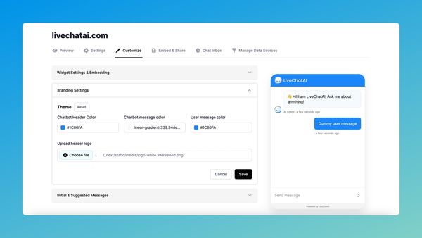 Customizing Branding Settings of LiveChatAI